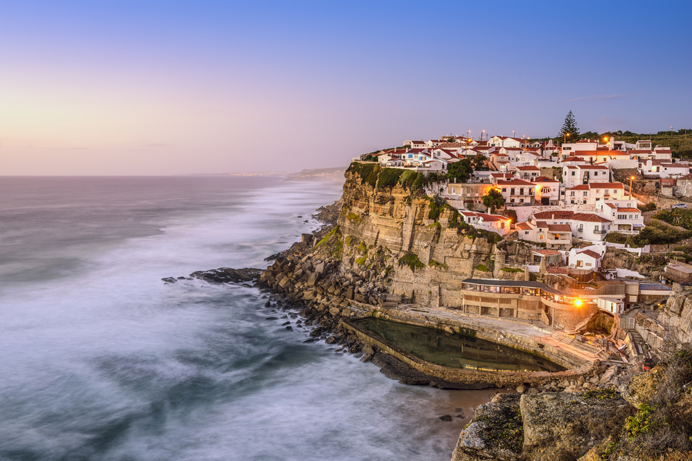 Azenhas Do Mar, Sintra, Portugal townscape on the coast.