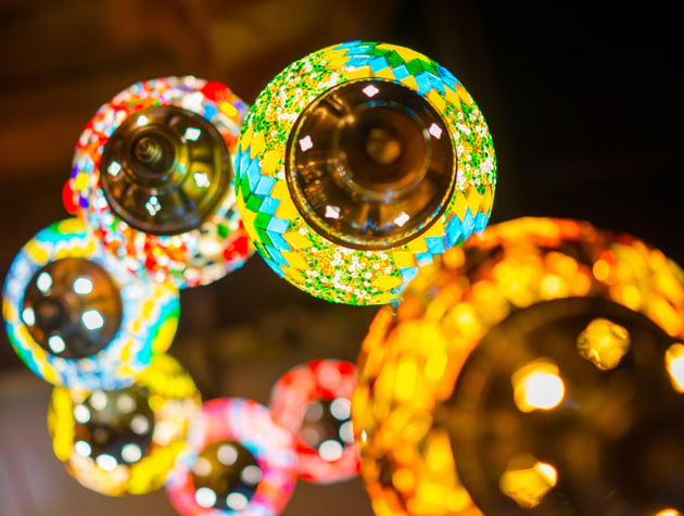 Beautiful colorful lanterns on street