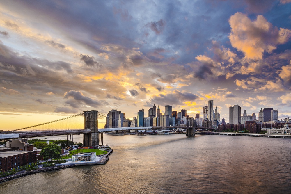 New York, New York, USA over the East River.